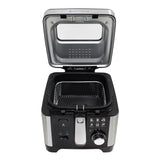 West Bend Deep Fryer with Adjustable Temperature Control Nonstick Basket Easy-View Window and Temperature Guide, Folding Handle and Locking Cover for Easy Storage, 3-Liter, Silver