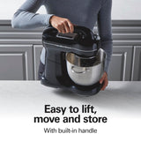 Hamilton Beach Electric Stand Mixer, 4 Quarts, Dough Hook, Flat Beater Attachments, Splash Guard 7 Speeds with Whisk, Easy-Carry Top Handle, Black