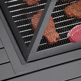 34" Fire Pit with Grill, Metal Outdoor Wood Burning Firepit with Spark Screen, Fire Poker, Cover, Table Lip, Black Outsunny