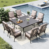 MFSTUDIO 2-Piece Patio Dining Chairs, Brown Wicker, Beige Cushions