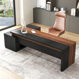 L-Shaped Executive Office Desk with Open Storage Shelves & Drawers, Modern Computer Desk