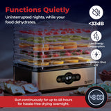 Magic Mill Food Dehydrator Machine | 5 Stackable Stainless Steel Trays, 48H Digital Adjustable Timer & Temperature Control Upto 167° Electric Dryer & Preserver for Jerky, Fruit, Dog Treats & Much More