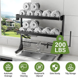CUISIBOT Over Sink Dish Drying Rack, 3-Tier Full Stainless Steel Drainer Dish Rack Adjustable 20.9''-37.4'', Expandable Multifunctional Kitchen Organizer