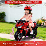 12V Electric Ride On Motorcycle for Kids, Training Wheels, Full Hand Drive Motorbike Toy, Perfect for Boys and Girls (3-8 Yrs) (RED)