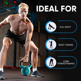 Kettlebell Sets Professional Grade - Strength Training Kettlebells for Home Workout - Cast Iron Kettle Bell Weight Sets for Men & Women with Special Protective Bottom