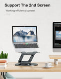 tounee Telescopic Laptop Stand for Desk with 360° Swivel Base, Sit to Stand, Height Adjustable