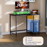 Pamray 39 Inch Computer Desk with Monitor Stand Small Home Office Desks with Non-Woven Storage Drawer