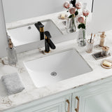 Undermount Bathroom Sink Rectangle, Hugsleek Interior Bowl Size 18 x 13 inch White Porcelain Ceramic Vessel Sink Under Counter Exterior Size 20x15in Rectangular Bath Sink Basin Lavatory Fireclay