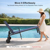 PURPLE LEAF Pool Chaise Lounge, Aluminum 2-Piece Set with Armrests, Navy