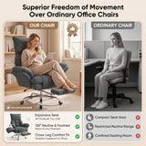 Cross Legged Office Chair with Footrest, Big and Tall Comfy Ergonomic Reclining Executive Chair Wide Seat with Flip-Down Armrests