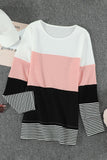 Daspkuwy Ribbed Long Sleeve Tops for Women Trendy Color Blocks Petite Pajamas Sleep Cute Winter Tops for Women Multi Colours Nice Shirts Pink S