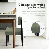 BONBEUR Wooden Dining Chairs Set of 4, Upholstered Kitchen Chairs with Solid Rubberwood Legs, Modern Farmhouse Dining Room Chairs, Green Linen Fabric & Black Legs