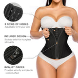 YIANNA Waist Trainer for Women Latex Underbust Tummy Control Waist Cincher Corset Hourglass Body Shaper Zipper and Hooks,YA2231-Black-S