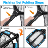 PLUSINNO Floating Fishing Net for Steelhead, Salmon, Fly, Kayak, Catfish, Bass, Trout Fishing, Rubber Coated Landing Net for Easy Catch & Release, Compact & Foldable for Easy Transportation & Storage