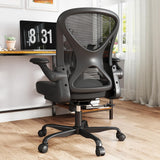 Keratee Ergonomic Office Chair Set of 10, Mesh Fabric Home Office Chairs with Adjustable Lumbar Support, 360° Swivel, and Flip-Up Armrests, Black