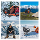CDEN Heated Hammock Chair with Footrest, Heated Camping Chair with Battery, Swinging Chair, Heavy Duty, with Stand, Cup Holder, Side Bag, Power Bank Included, for Patio, Camping, Backyard (2 Pack)