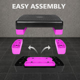 MIIUDGIG 18'' Adjustable Aerobic Step Platform, Adjustable Fitness 4-6in Exercise Stepper Workout with 2 Risers, Aerobics Stepper Workout Stepper for Home Gym Cardio Strength & Training (Purple)