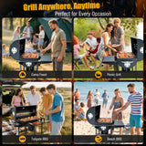 SUNLIFER Charcoal BBQ Grills Outdoor: Spacious Barrel Barbecue Grill with Side Front Table - Premium BBQ Smoker Combo for Backyard Cooking Patio Grilling Tailgating Party Camping Picnic