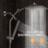 Veken All Metal 10" Oil Rubbed Bronze Shower Head with Handheld, Luxurious Square Double Rain Shower Heads with Power-wash Hand Held, Dual High Pressure Detachable Rainfall Showerhead,Bathroom Upgrade