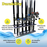 Rush Creek Creations Reel Salty Gray/White/Blue 11-Rod Marine Grade Fishing Rod Holder - Bi-Level Design, UV-Resistant, 100% Waterproof for Garage and Dock