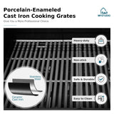 MFSTUDIO 4-Burner Propane Gas Grill, Stainless Steel BBQ Grill with Side Burner and Porcelain-Enameled Cast Iron Grates, High Heat Output Gas BBQ Grill