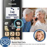 Answering Machine, Advanced Call Block, Bilingual Caller ID and Easy to Read High-Contrast Display, Expandable System with 2 Handsets (Metallic Black) Panasonic
