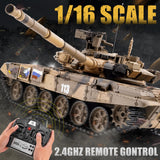 BESTYMXY RC Tank Russian T-90 Main Battle Tank, 1/16 2.4ghz Remote Control Vehicle with Sound & Light for Ages 14+