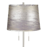 360 Lighting Abba Modern 65" Tall Standing Floor Lamp Skinny Pole Twin Pull Chain Metal Brushed Steel Finish Living Room Bedroom House Reading Office Home Decor Entryway Silver Gold Drum Shade