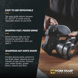 Work Sharp MK2 Electric Knife Sharpener & Replacement Belts – Adjustable 2-Speed Knife Sharpening System for Kitchen Knives, Pocket Knives, Scissors, Axes & Garden Tools