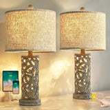 OYEARS Bedside Table Lamps Set of 2 with USB & Night Light, 22'' Dimmable Touch Lamps for Nightstand, Farmhouse Lamps for Bedroom Living Room Home Offce (Bulb Included)