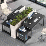 FOLUBAN Large Home Office Desk, Black Computer Desk with Storage Shelves, Modern Wood Writing Study Gaming Table for Bedroom Living Room, 63 Inch