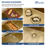 Sarlai 33 Gold Drop In Sink 33x22 Inch Drop In Kitchen Sink Gold Ledge Workstation Sink 16 Gauge Stainless Steel Single Bowl Topmount Sinks Basin