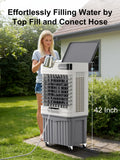 Uthfy Swamp Cooler, 42 Inch Evaporative Air Cooler with 13.5 Gal Large Water Tank, 3600 CFM, 120° Oscillation, 3 Modes & 3 Speeds, Remote, 12 H Timer, 4 Ice Packs, Portable Air Conditioner for Outdoor