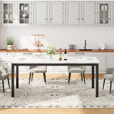 BouPower 70.9" Industrial Dining Table for 6-8, Wooden Rectangular Kitchen Table with Sturdy Metal Legs, Long Dinner Tables with Mortise Tenon Design for Dining Room, Home Office, Living Room