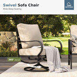 MFSTUDIO 7 Piece Metal Patio Furniture Set with Beige Cushion