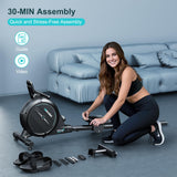 Rowing Machine,Wenoker Magnetic Rower Machine for Home,350 LB Weight Capacity, 16 Levels of Workout Resistance,Bluetooth App Supported LCD Monitor Tablet Holder & Comfortable Seat Cushion