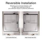 Semi-Frameless Sliding Shower Door 44-48” W x 72" H, 6mm SGCC Tempered Glass Matte Black Hardware, Retractable Waterproof Shower Screen for Walk-in Bathroom & Bathtub Use