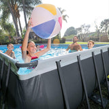 INTEX Ultra XTR 24 ft x 12 ft 52 in Above Ground Pool Set, Rectangular Swimming Pool with Sand Pump, Saltwater System, Maintenance Kit, & Volleyball Game