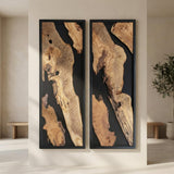 Natural Live Edge Olive Wood Wall Art - Modern Black Resin Decor & Handcrafted Rustic Wood Panel, Nature-Inspired Abstract Luxury for Living Room or Office - 20x48"