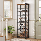HOOBOR 10 Tier Shoe Rack, Large Capacity Shoe Storage for 18-20 Pairs, Sturdy Metal Shoe Shelf for Closet Entryway, Space Saving Shoe Organizer for Sneakers Heels, Rustic Brown BF40XJ01