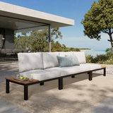 MFSTUDIO 4-Seat Metal Patio Sofa Sectional Set with Gray Cushion