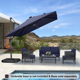 PURPLE LEAF Cantilever Patio Umbrella 10' x 10' with Solar LED Light, Navy