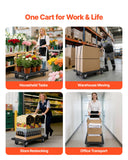 Foldable Push Cart Dolly, 660 lbs Capacity, Folding Platform Truck with Swivel Wheels, Moving Platform Hand Truck Flatbed Cart,