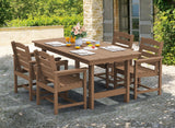 7-Piece Patio Outdoor Table & Chairs, HDPE Dining Set with Umbrella Hole & All-Weather Design for Lawn, Backyard