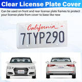 2 PCS Clear License Plate Covers, Unbreakable Novelty Licenses Plate Protect, License Plates Frame for Car Tag, Front and Back with Screws Caps