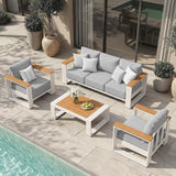 Oversized Aluminum Patio Furniture Set, 4 Pieces Luxury Outdoor Furniture Set with 7.1" Extra Thick Cushion