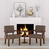 FAGAGA Accent Chair, Armchair with Solid Wood Frame and Legs, Brown