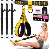 KUZARO Upgraded Multifunction Pedal Resistance Band with Handle, 3 Tube Adjustable Resistance Bands for Abdomen, Waist, Arm, Core/ABS, Leg Workout