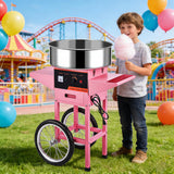 Professional Cotton Candy Machine - Commercial Electric Maker With Drawer & Large Stainless Steel Sugar Scoop- Fast Heat-Up - Perfect For Parties & Business,Pink W/Cart