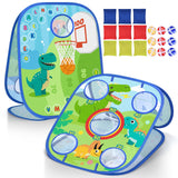 6-in-1 Dinosaur Bean Bag Toss Game - Outdoor Toys for Toddler 1-3, ABC Alphabet & Math Learning Active Play Toy - Indoor Backyard Party Game Beach Games